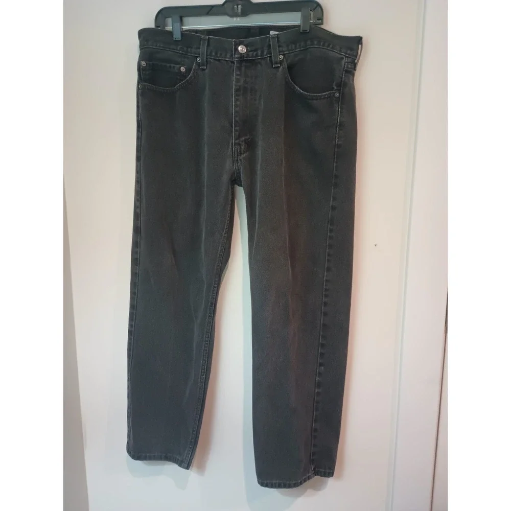 Levi's 505 Men's Black Denim Jeans Regular Fit Straight Leg Size 38x30 Meas 37x3